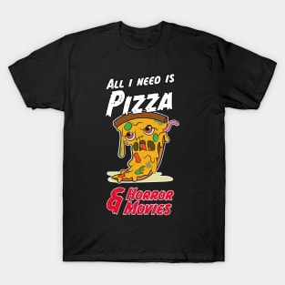 Halloween Party Gift For A Horror Movie And Pizza T-Shirt